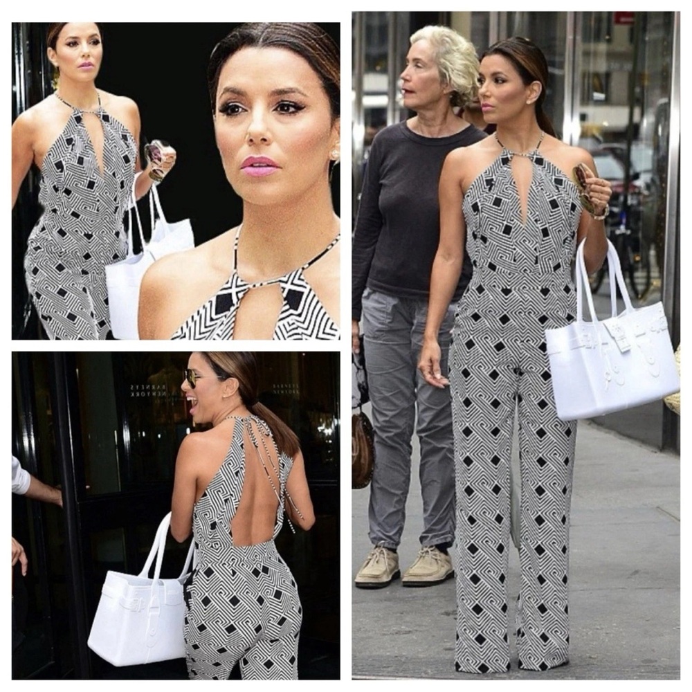 Diane Von Furstenberg Monochrome Patterned Jumpsuit Size 4